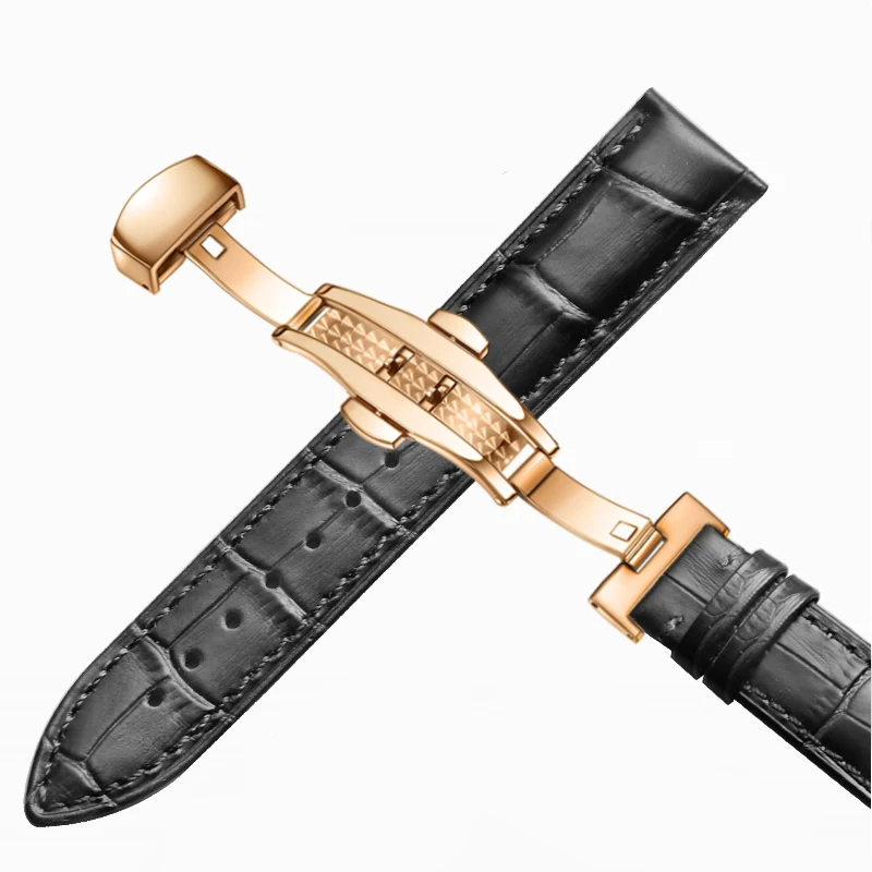 Ремешок из натуральной кожи для наручных часов браслет со скрытой застежкой