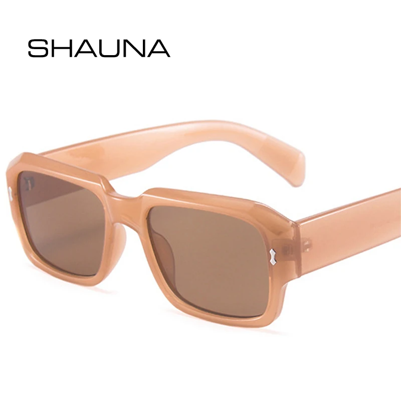 

SHAUNA Retro Square Jelly Color Women Sunglasses Fashion Rivets Decoration Men Trending Sun Glasses Gradient Shades UV400