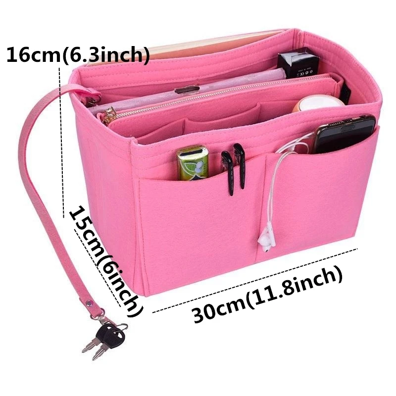 

Women's Cosmetic Organizer Felt Cloth Insert Pouch Bag Multi-functional Travel Makeup Package Girl Storage Toiletry Liner Bags