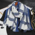 Роскошный брендовый женский зимний женский шарф 2021, длинный шарф, шелковый шарф, шаль, шарф из голубой искусственной пашмины, женское роскошное пончо