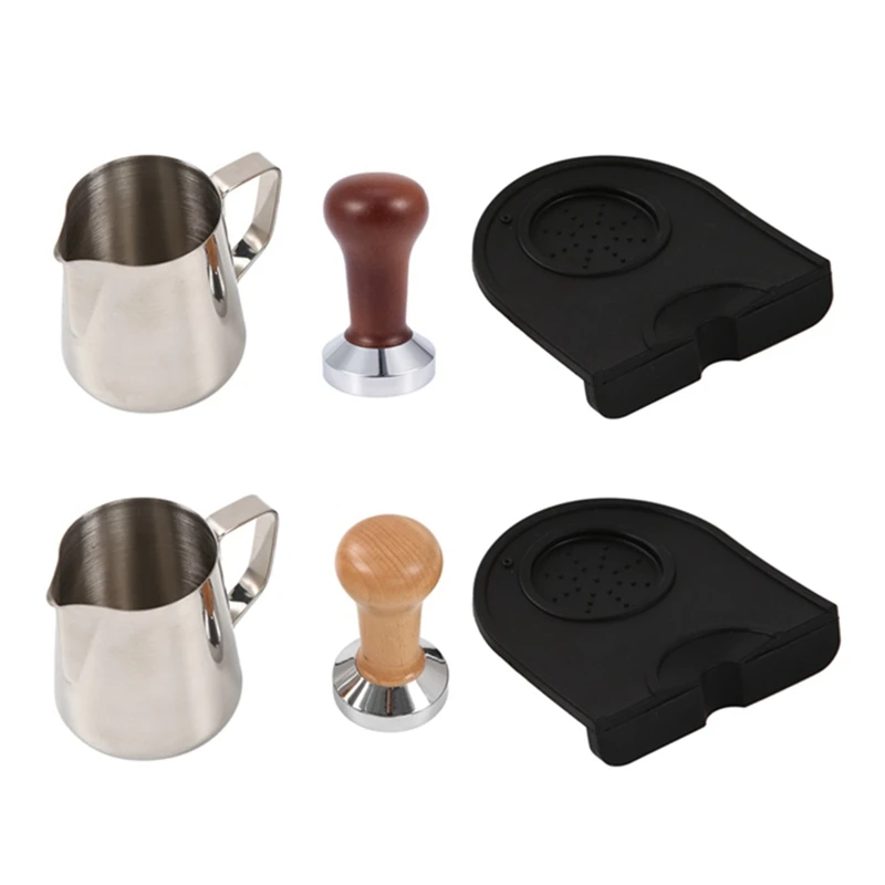 

51MM Steel Base Wooden Handle Tamper-Resistant Coffee Powder Hammer Coffee Accessories with 350Ml Pull Cup