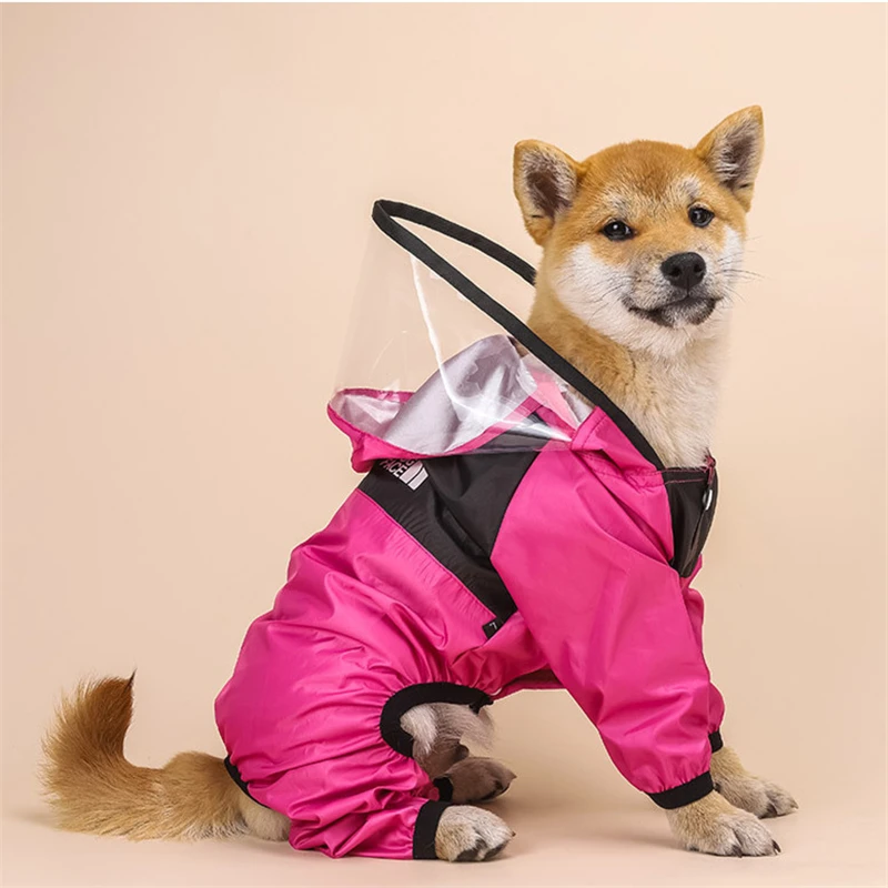 Dog Raincoat Pet Waterproof Detachable Rain Jacket Dogs Water Resistant Clothes For Dogs Hoodie Patterns Pet Coat For Rainy Day