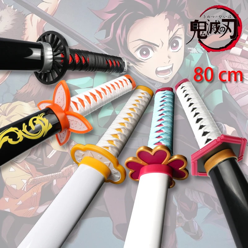 

80CM New Upgrade Demon Slayer Anime Sword Weapon Prop Zenitsu Tanjirou Mitsuri Kokushibou Katana Swords