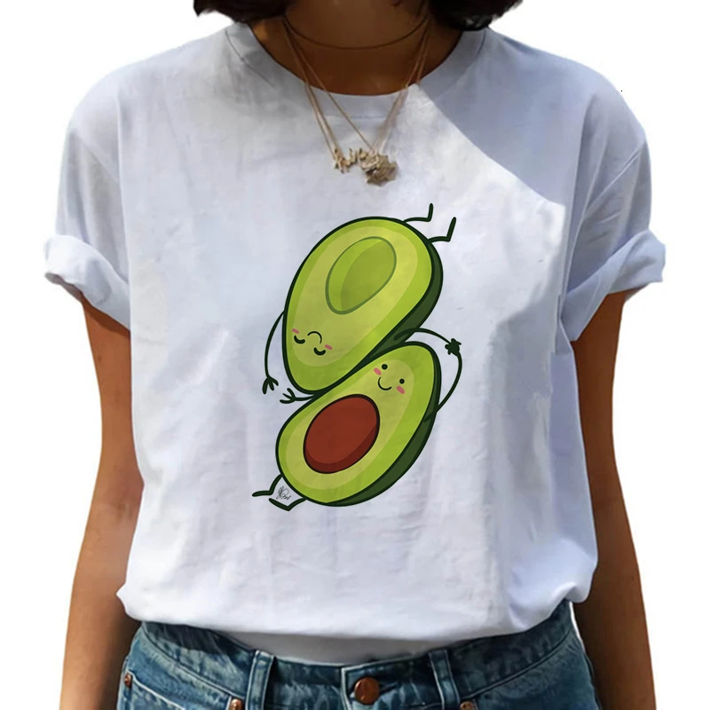 Harajuku авокадо Vegan футболки для женщин маленькие свежие Ullzang футболка забавный