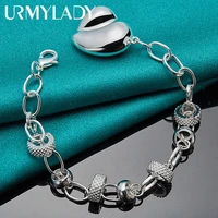 urmylady 925 sterling silver heart love charm chain bracelet for women wedding engagement celebration party fashion jewelry