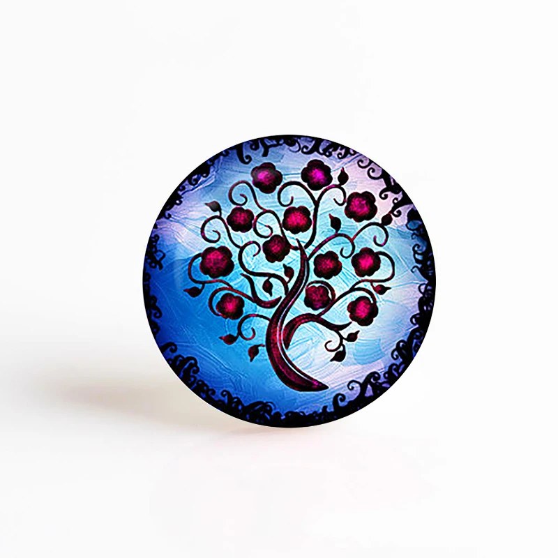 Подвеска Древо жизни 5 шт./лот 25 мм круглый стеклянный кабошон драгоценный камень