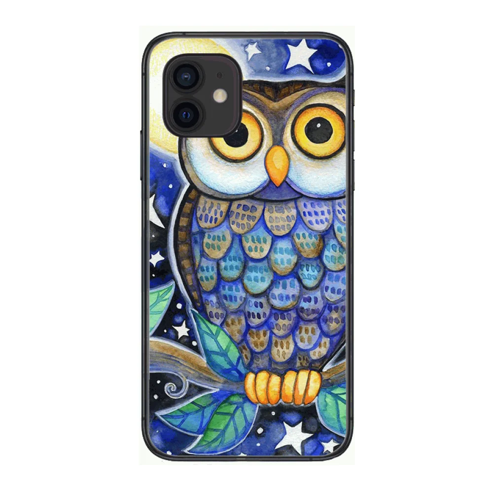 

Fashion owl Style Phone Case cover For iphone 12 pro max 11 8 7 6 s XR PLUS X XS SE 2020 mini black cell shell