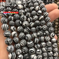 natural black white turquoises beads malachite stone round loose beads 4 6 8 10 12mm for jewelry making diy bracelet necklace15