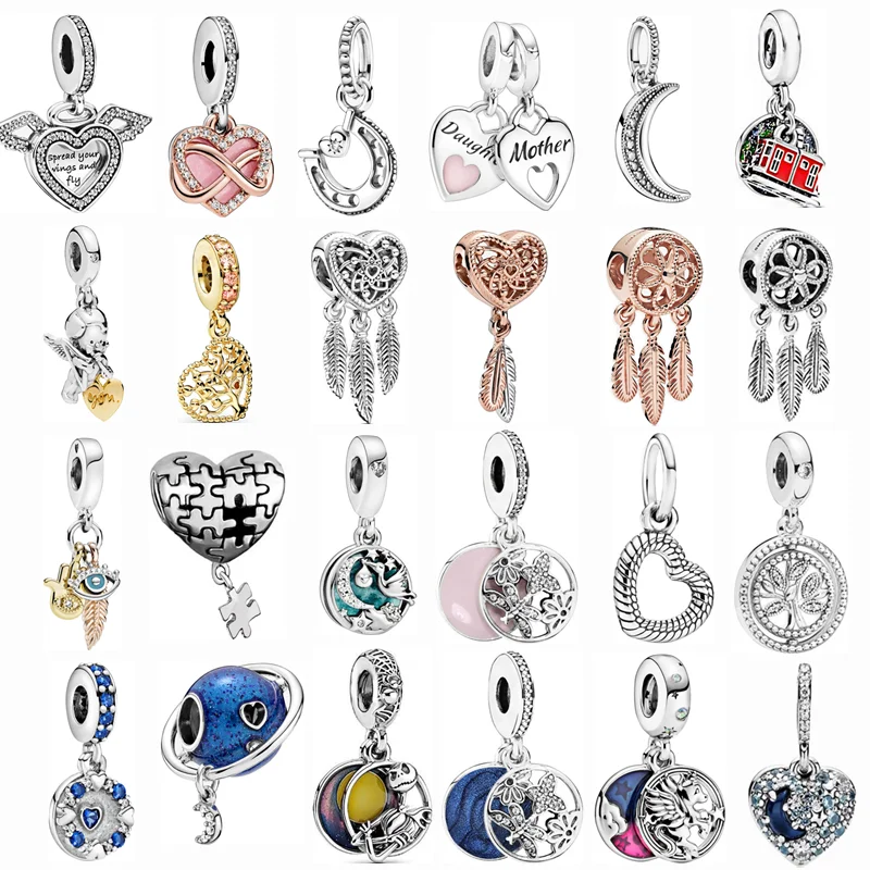 Новый модный Волшебный Единорог три пера Ловец снов пазл Висячие Бусины Подходит