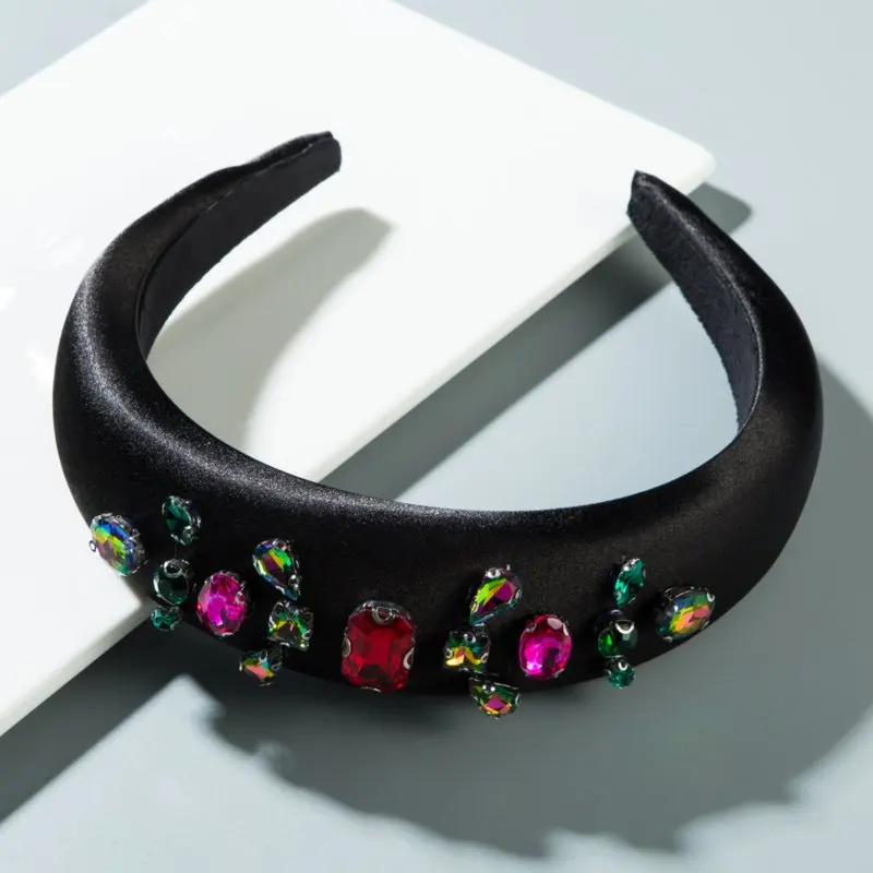 Женский обруч для волос Стразы однотонный со стразами и драгоценными камнями