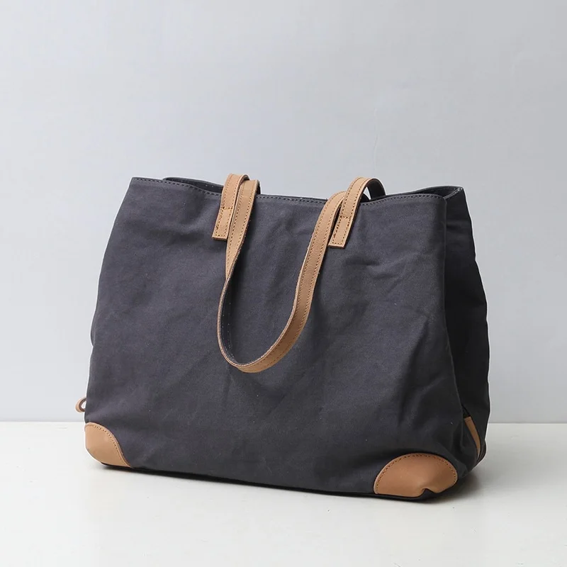

M412 Japanese Korean High Quality Women Canvas Bag Solid Color Zipper Shoulder Bag Large Capacity Soft Handle Leisure Handbag