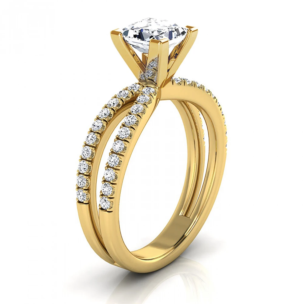 

Classic Cross Shape Shiny Solitaire Princess Zircon Women Wedding Rings Elegant Female Anniversary Rings Timeless Jewelry