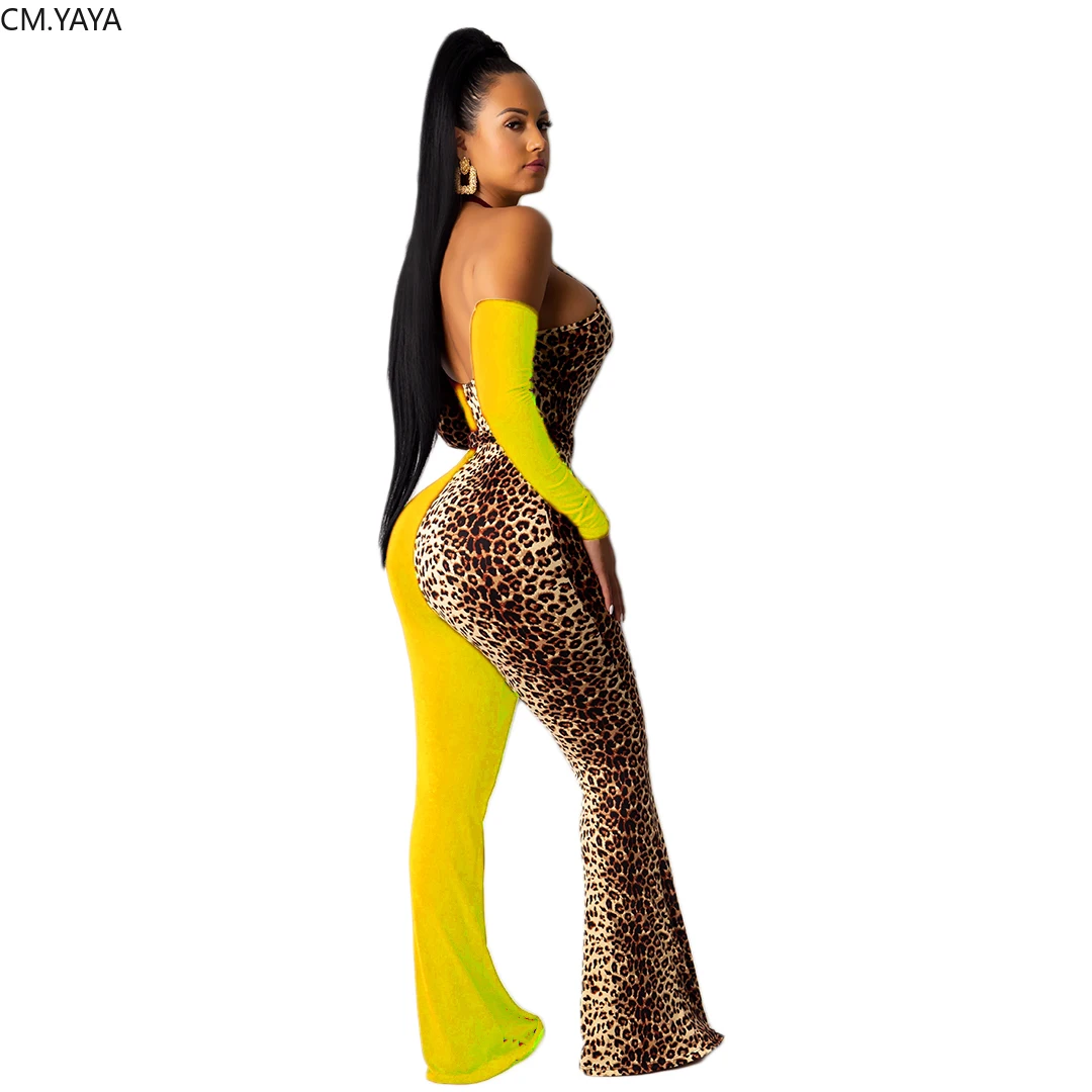 GL Autumn Women Winter Jumpsuit Halter Sashes Leopard Print Bandage Bodycon Sexy Night Club Romper Party Playsuit outfits A8192 |