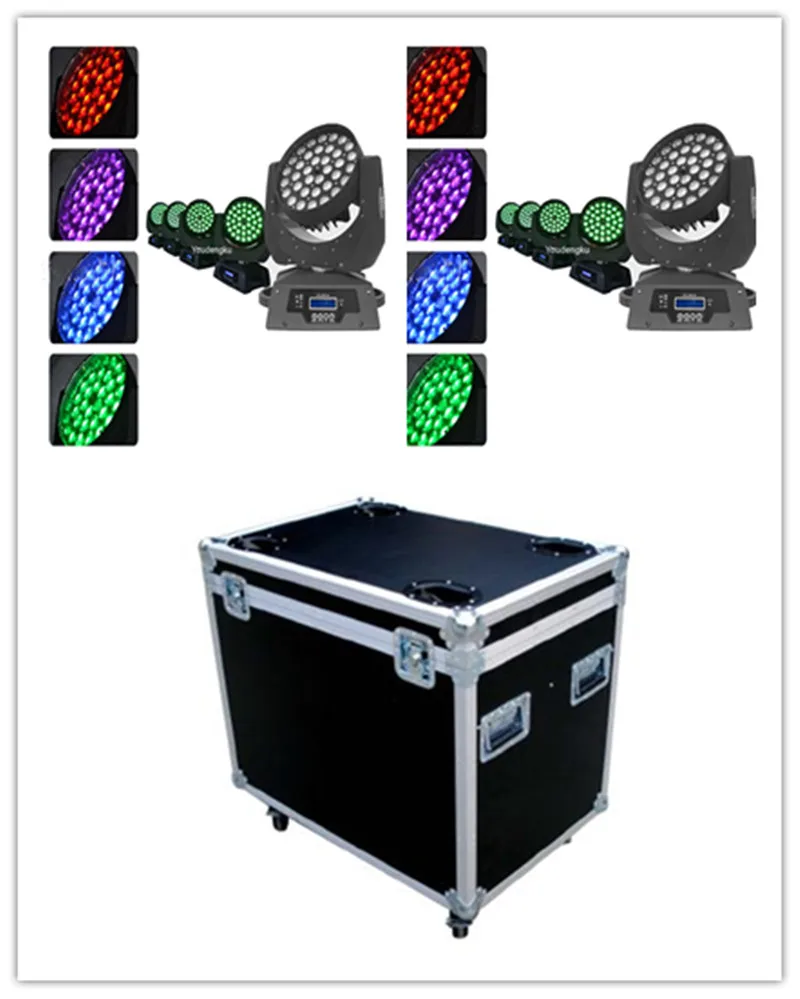 

2pcs with roadcase Moving head full color showtec led moving head light led rgbwa uv 6in1 Zoom wash moving head dmx 36x18w