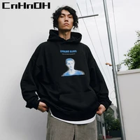 cnhnoh autumn and winter original fashion brand pullover hoodie character printing loose hooded plus velvet for men 9569