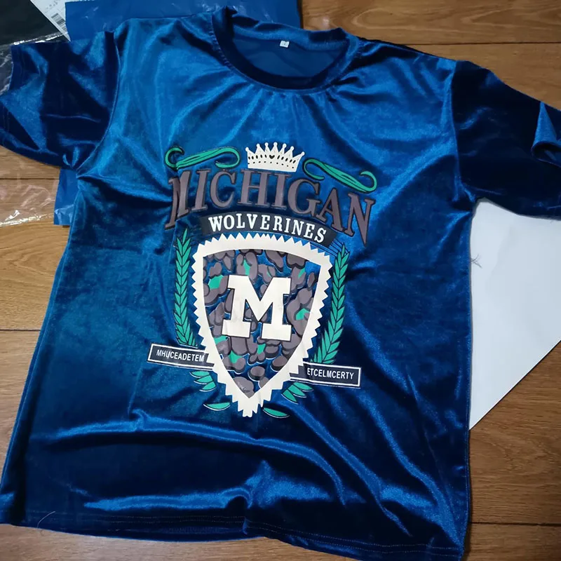 

Fashion Trend Print Velvet T-Shirt For Women Streetwear Casual Loose Short Sleeve Tees Pullover Summer New Harajuku Student Tops