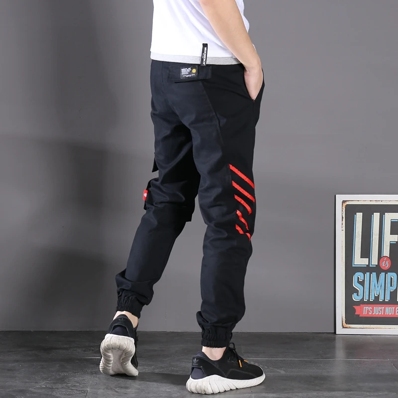 

Новые осенние модные мужские джинсы свободного кроя, Дизайнерские повседневные брюки-карго в полоску, мужские брюки большого стандарта в с...