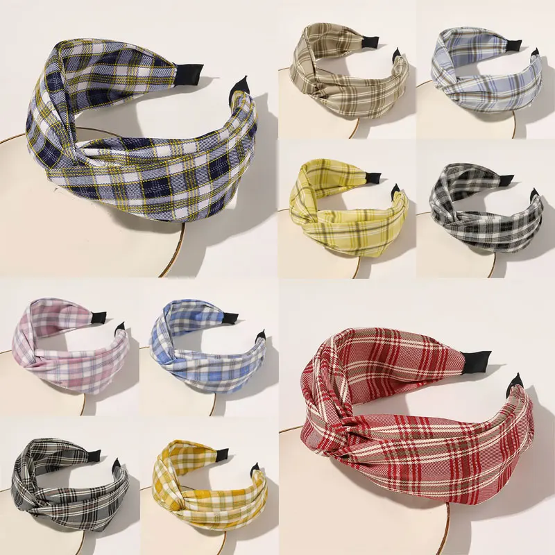 

Повязка на голову женская с перехлёстом, Модный обруч в ретро стиле, в клетку, с узором зебры, аксессуар для волос