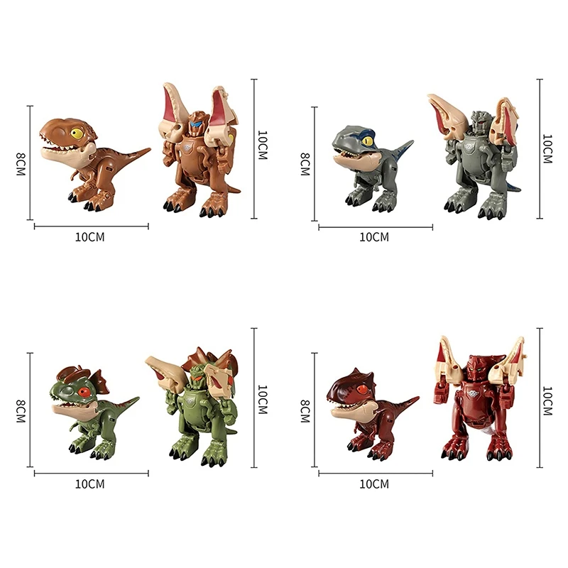 

4Pcs Funny Deformation 2 in 1 Dinosaur Deformation Mecha Robot Toys Small Toy Mecha Robot Toys for Kids over 2 Years