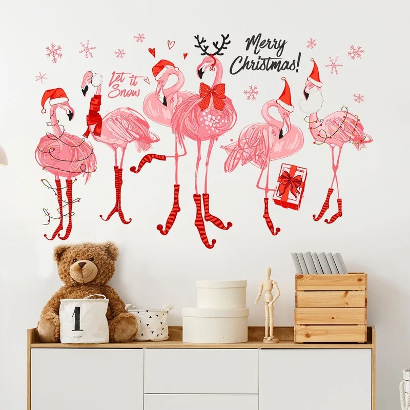 

Christmas elements ins flamingo wall stickers children's room background wall decoration stickers