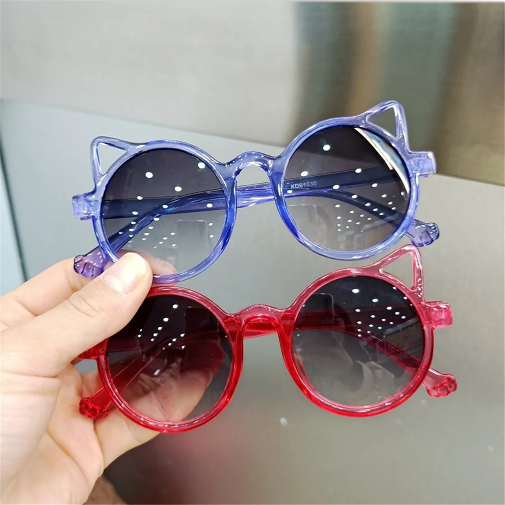 

1pc Cute Cat Ear Kids Sunglasses Children Baby Boys Girls Round Shades Eyeglasses Summer Outdoor Beach Car Party Accessories