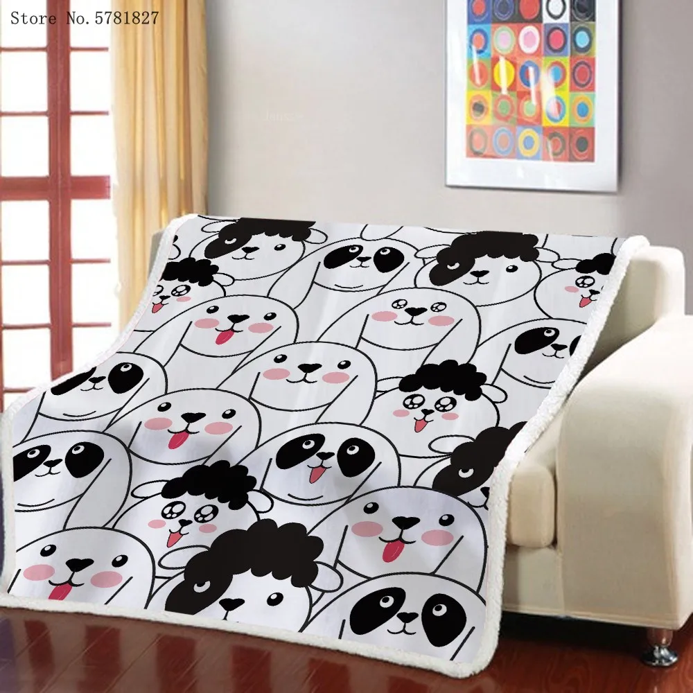 

Dog Cat Rabbit Sherpa Blanket 3D Print Cartoon Animal Throw Blanket Home Custom Funny Fleece Blanket For Home Fluffy Blanket