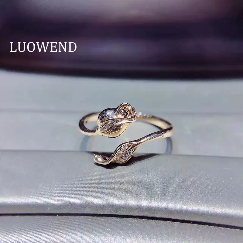 LUOWEND розовое золото 18 карат прекрасный Женское Обручальное Кольцо Certified 0 06 ct