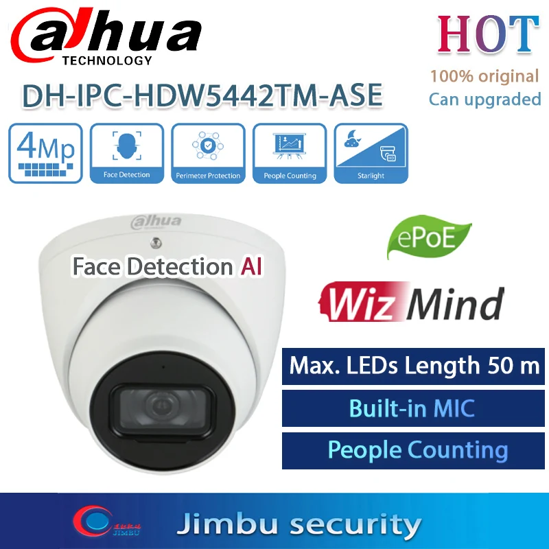 Dahua 4MP полноцветная IP-камера WizMind стандартное распознавание лица AI Starlight камера |