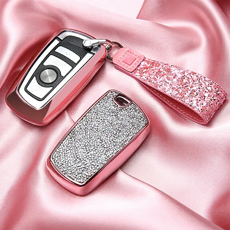 Блестящий бриллиантовый чехол для автомобильного ключа с дистанционным