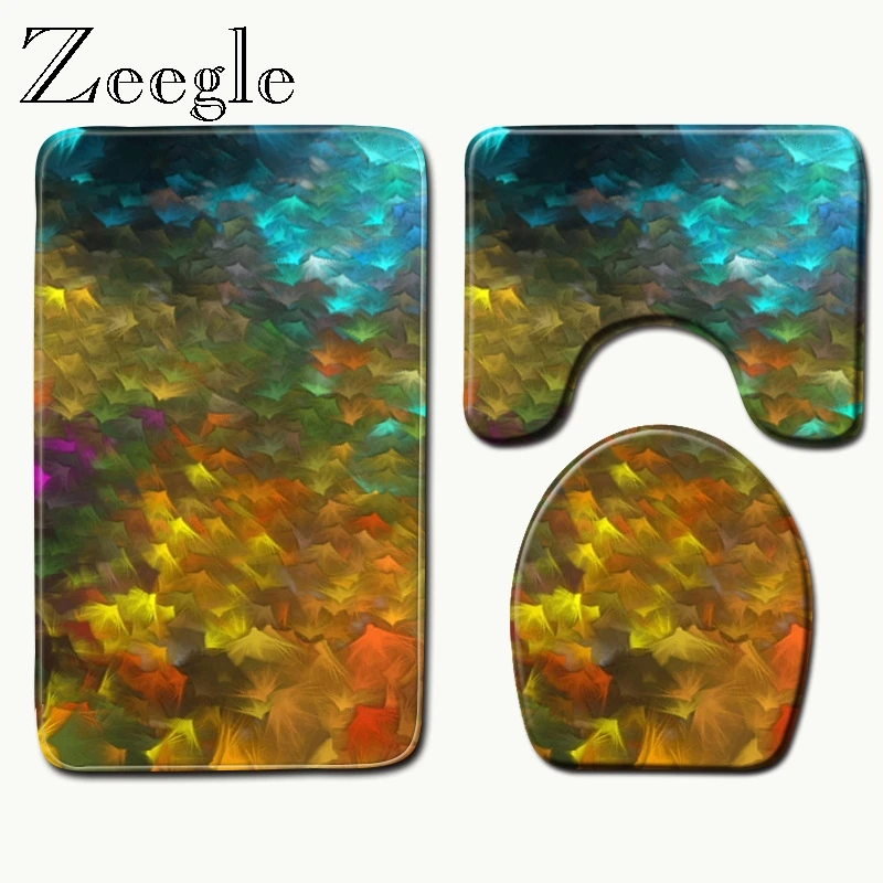 Zeegle 3 шт. для ванной на нескользящей подошве Туалет коврики комплект коралловый