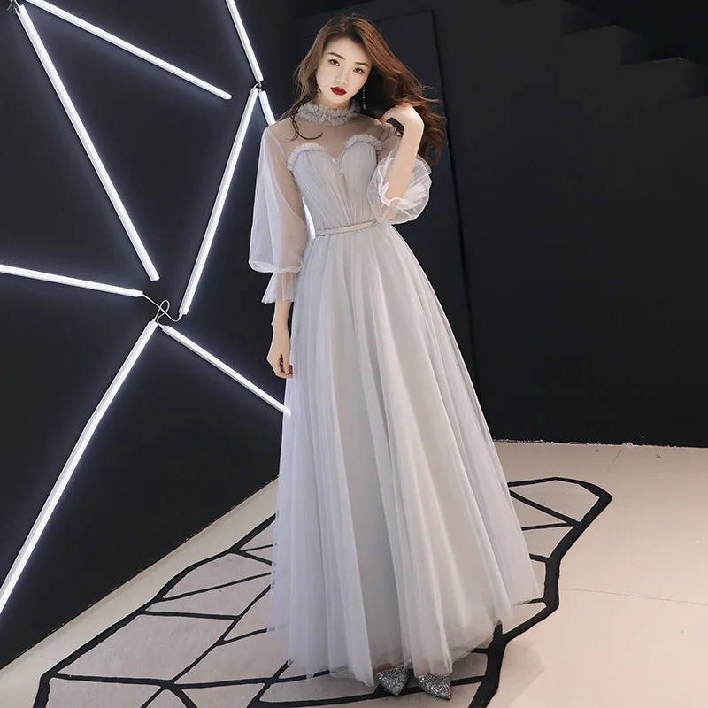 

Evening Dresses Romantic Long Sleeve Floor-length Lace Appliques Prom Formal Gowns Vestido De Noche