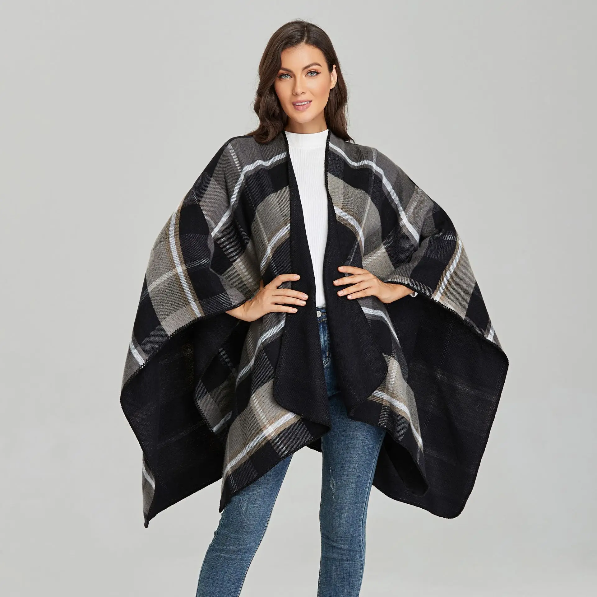 

Shawl Cloak Women Large Size Scarf Plaid Wrap Cashmere Blend Pashmina WInter Warm Soft Mujer Bufanda Chal Jacquard Cape Muffler