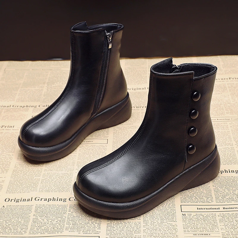

Retro Martin Boots Women's Autumn and Winter 2021 New British Style Round Head Chelsea Boots Smoke Tube Solid Color Short Boots