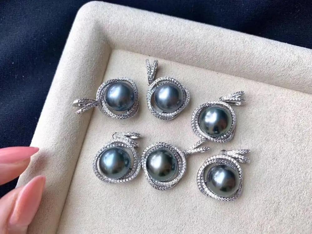 Женская подвеска из серебра 925 пробы с натуральным жемчугом Таити 12 13 мм|Подвески|