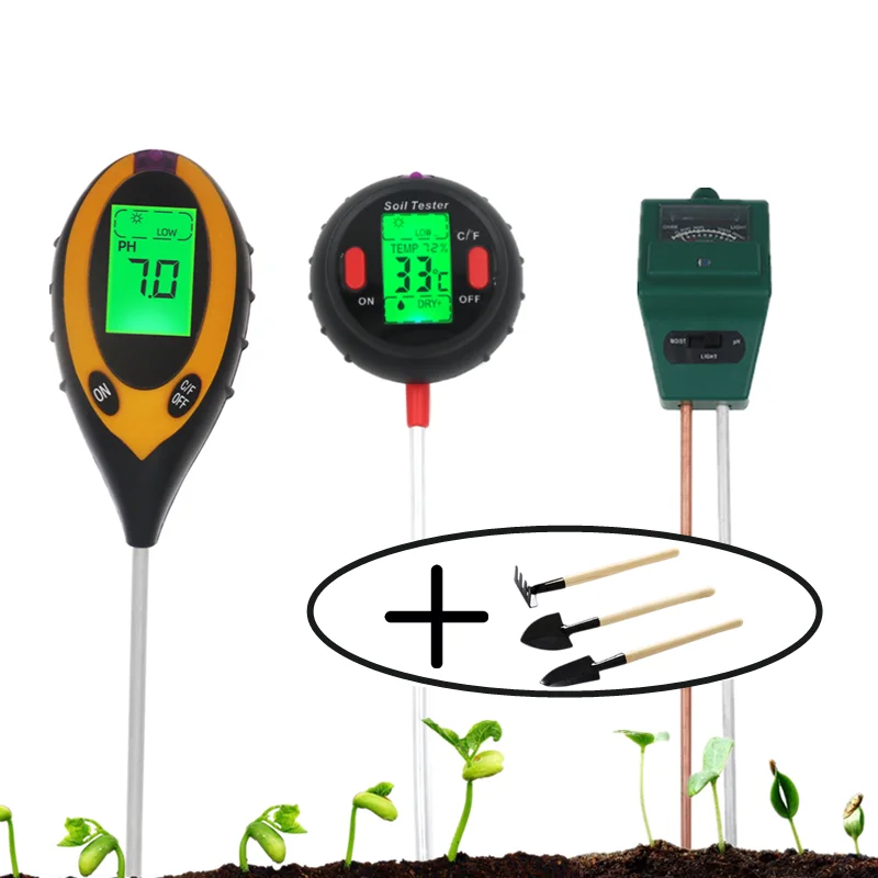 

3/4/5 в 1 измеритель PH почвы влажности солнечного света температуры кислотности щелочи Тестер детектор инструмент для сада цветов растений монитор