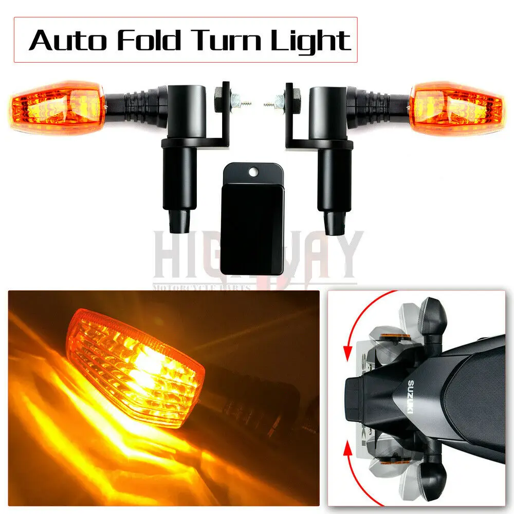 

Motorbike Electric Auto Fold Flip Turn Signal Light Indicator Amber Lights For YAMAHA MT07 FZ07 XSR700
