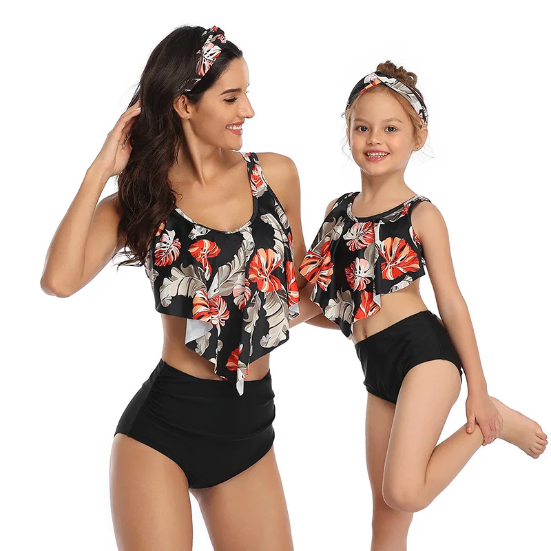 

Printed New Parent-Child Printed High-Waist Bikini Ruffled Parent-Child Swimwear Swimsuit Sexy Bikini Set Swimwear