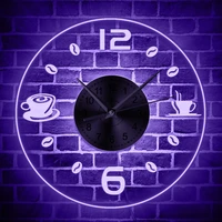 coffee design color changing wall clock modern coffee bean led wall light led hanging wall watch coffee cup led acrylic clock