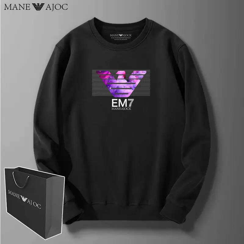 

Cotton long sleeve round neck sweater men's large 2020 autumn and winter new warm top