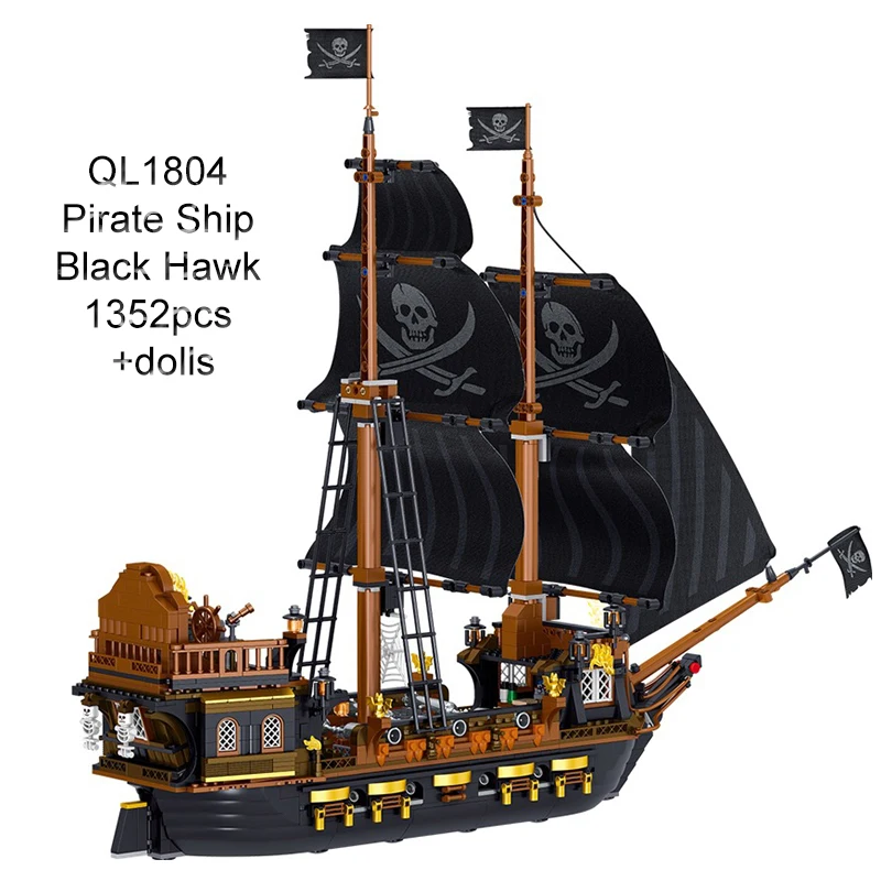 Bloques de construcci&oacute;n de Barco Pirata para ni&ntilde;os, juguete de ladrillos para armar barco pirata de la eternidad, ideal para regalo de cumplea&ntilde;os-5
