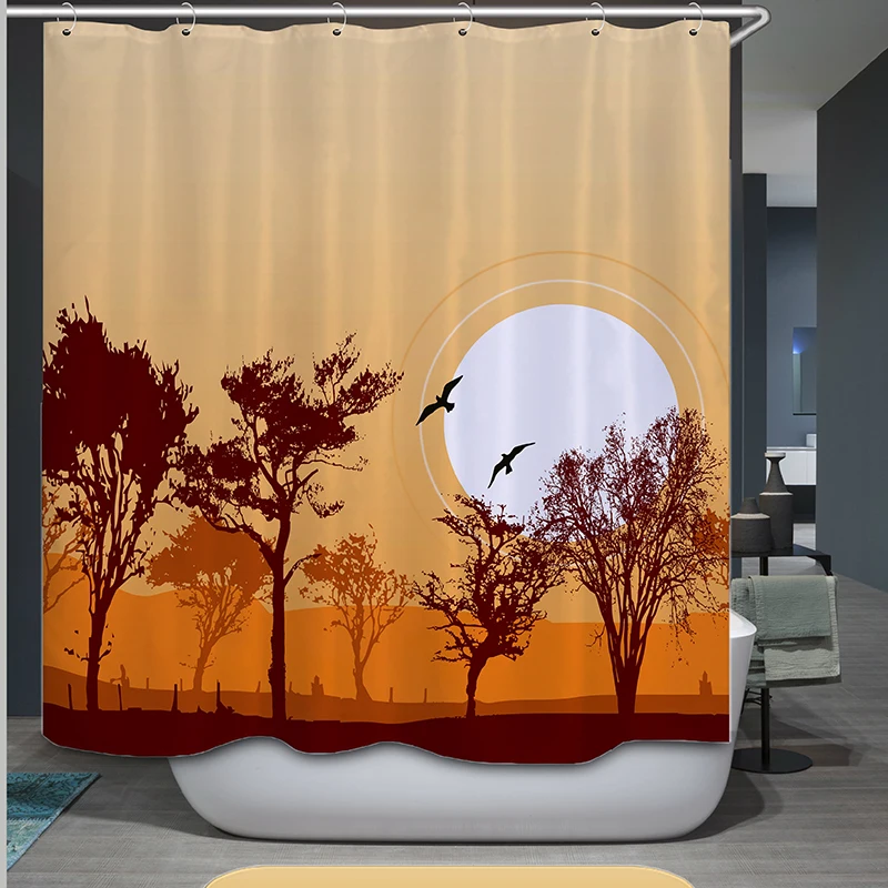

moon tree bathroom curtain shower hot sale polyester waterproof shower curtain bath