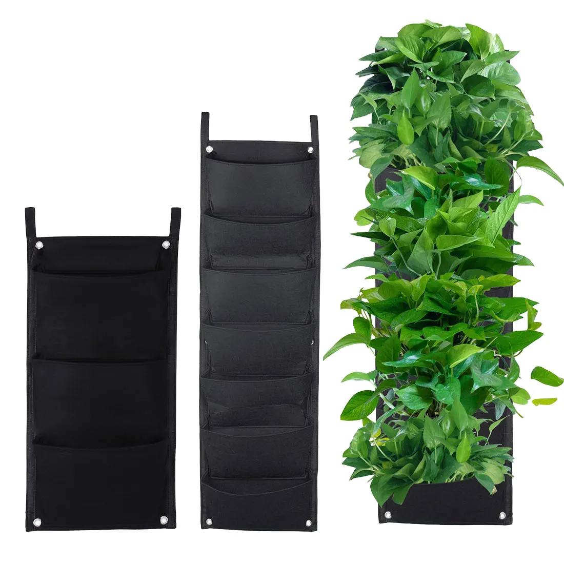 

Flower Pot Grow Bag Vegetable Plant Wall Hanging Vertical Gardening Pockets Black Felt Fabric Pots Vegetable Living Garden Bag