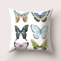 one side print cushion cover polyester decorative for sofa seat soft throw pillow case cover 45x45cm white color butterfly