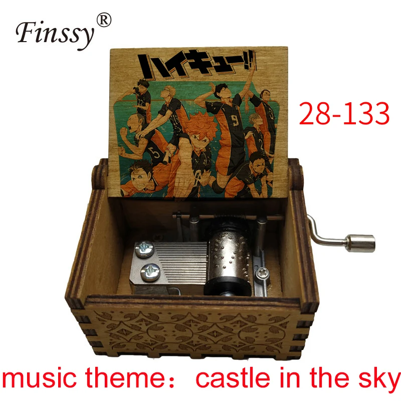 volleyball Haikyuu Anime print castle in the sky music theme Wooden Music Box anime fans students boys Gift Hand | Украшения и