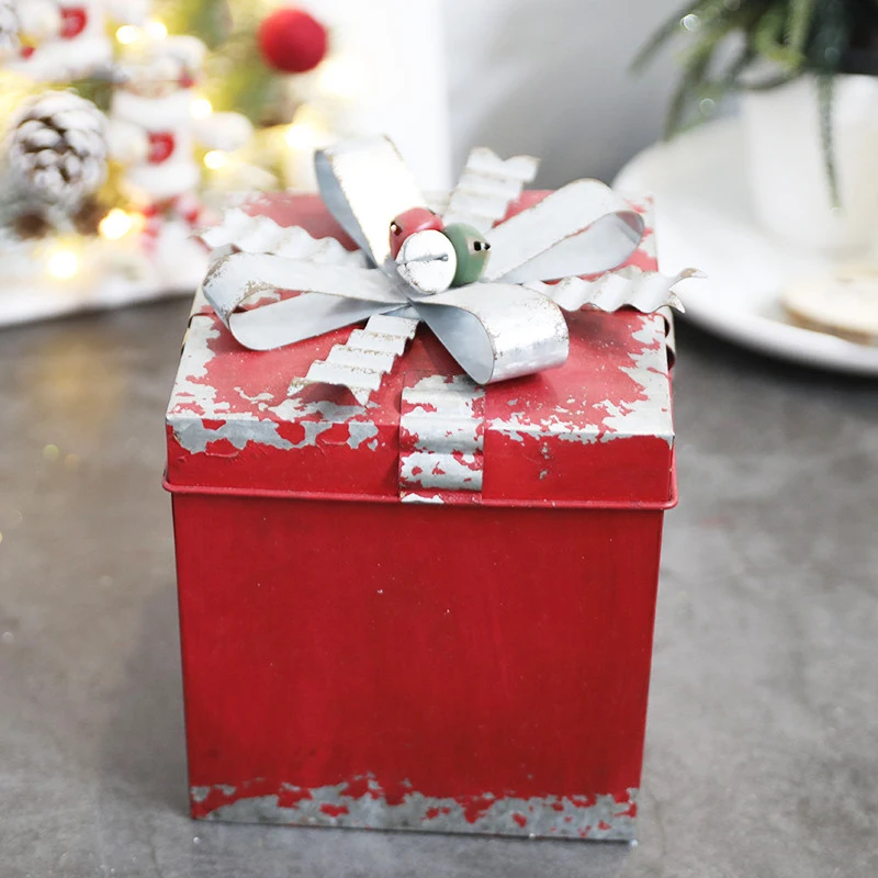

Iron Gift Christmas Decoration Box Props Creative Christmas Ornaments Hotel Window Restaurant Christmas Home Decoration