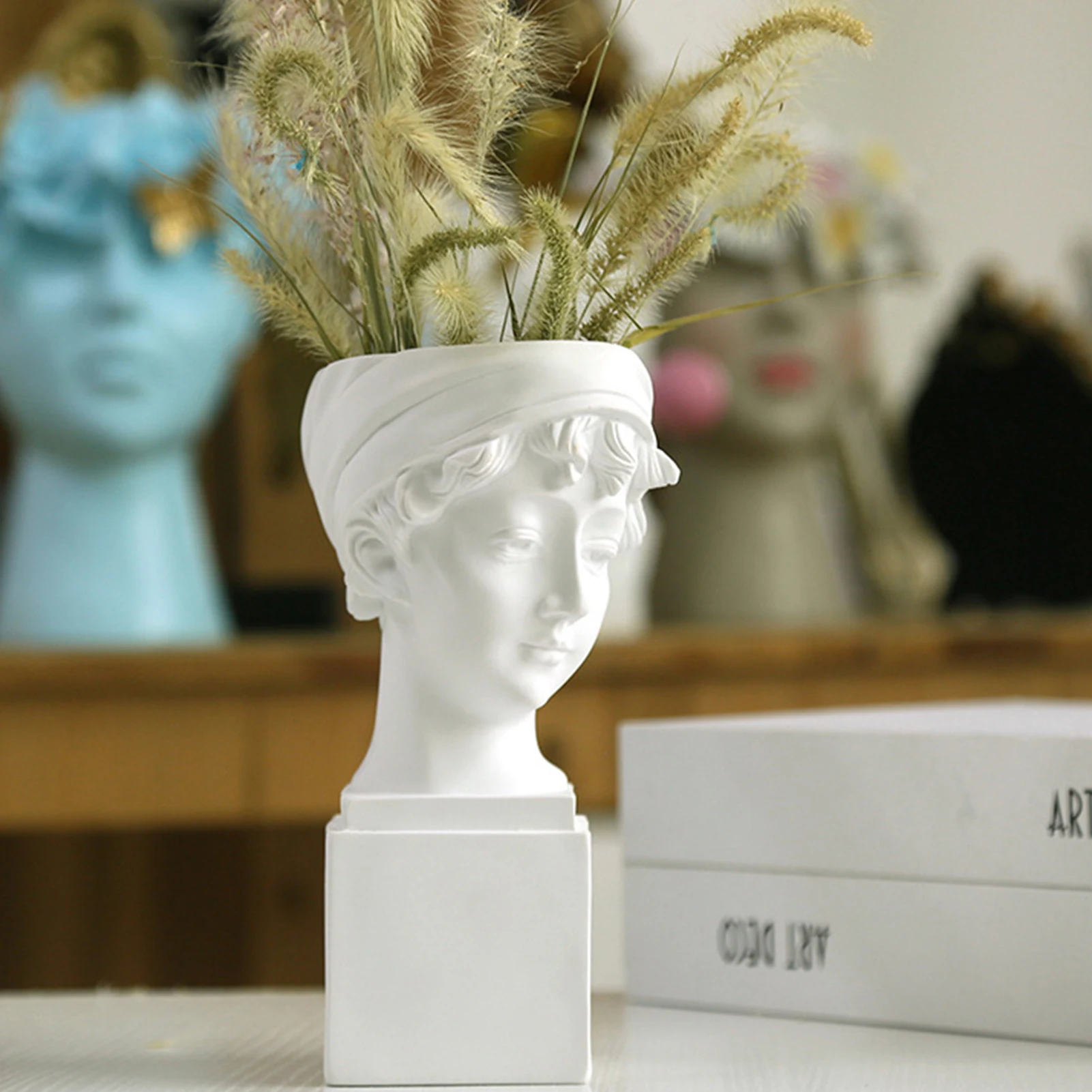 

girl head vase Flower Arrangement Jar Garden Decoration British style girl head statue soft resin garden furnishings Flower vase