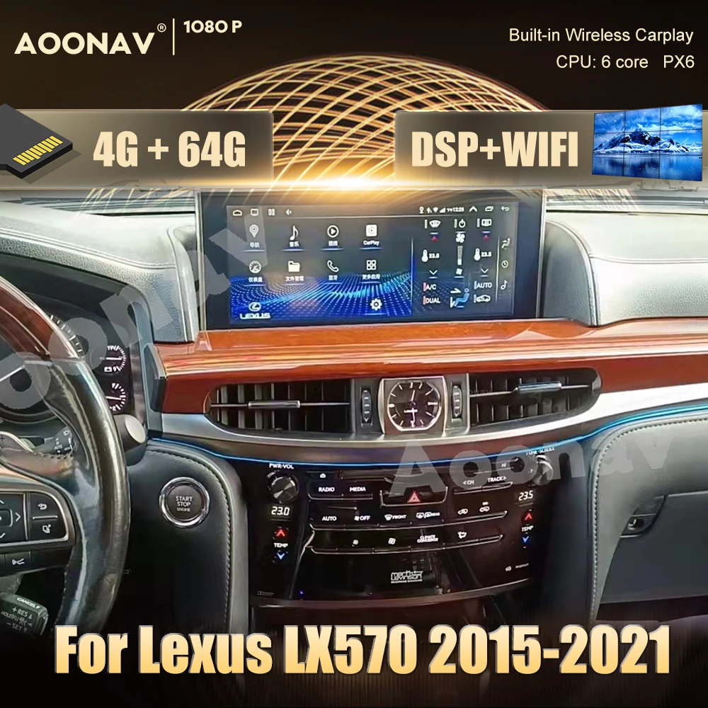 

Автомагнитола 2 din, 12,3 дюйма, Android, для Lexus LX570 2015-2021, автомобильный стереопроигрыватель, сенсорный экран, OEM-стиль, Google carplay