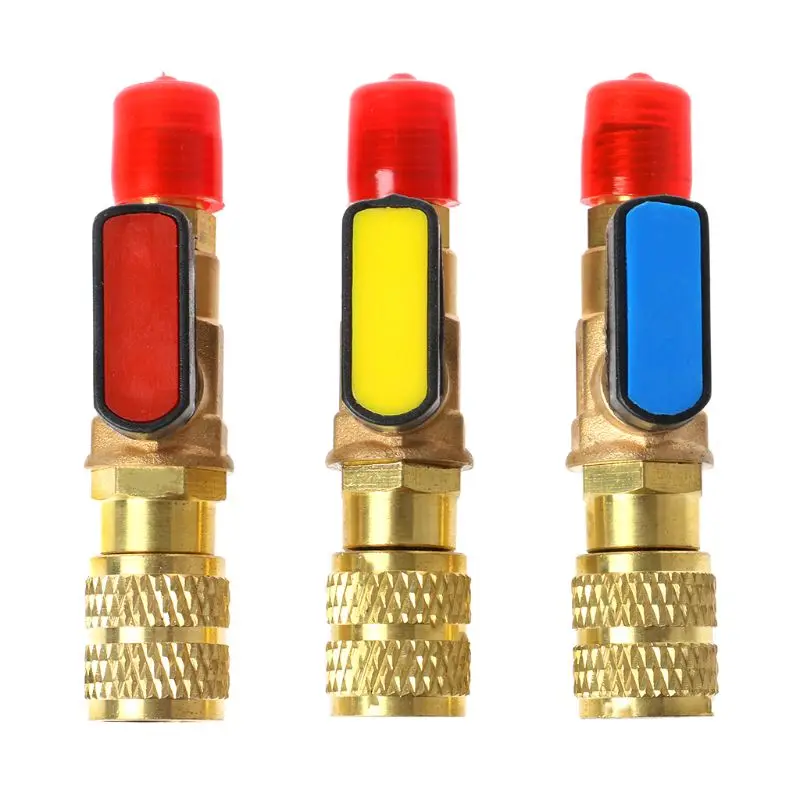 

1 Pcs color randomly sent 2021 New 1/4" Male to 1/4" Female SAE Straight Ball Valve AC Charging For R22 Refrigerant