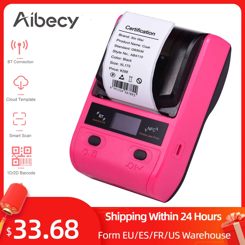 Портативный 58-миллиметровый термопринтер принтер для беспроводной доставки