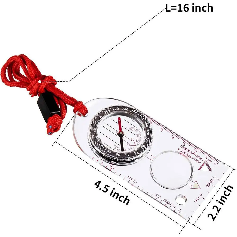 

1pcs Mini Outdoor Camping Survival Map Scale Oriented Magnifier Oriented Camping Compass Compass Field Map Magnifier Field V3Y0